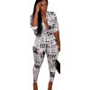 The Best Women Newspaper Print Casual Blouse Top + Sexy Long Pants Set 2Pcs Outfits Clothes Set Plus Size Online - Takalr