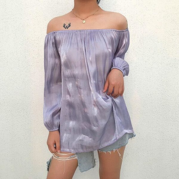 The Best Women Off Shoulder Autumn Summer Blouse Top Ladies Long Sleeve Casual Tops Shirt Holiday Beach Streetwear Online - Takalr