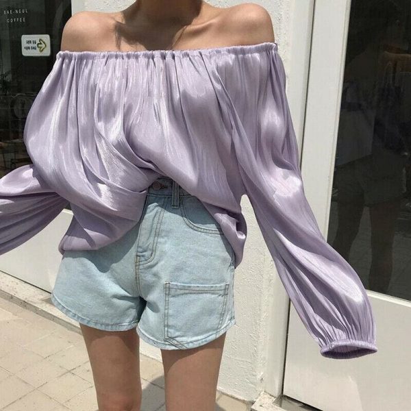 The Best Women Off Shoulder Autumn Summer Blouse Top Ladies Long Sleeve Casual Tops Shirt Holiday Beach Streetwear Online - Takalr