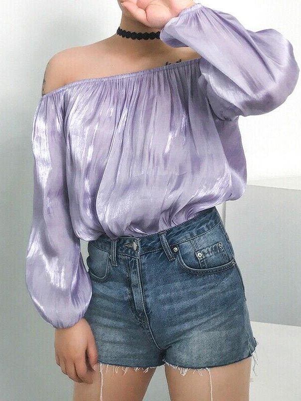 The Best Women Off Shoulder Autumn Summer Blouse Top Ladies Long Sleeve Casual Tops Shirt Holiday Beach Streetwear Online - Takalr