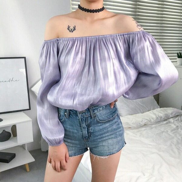 The Best Women Off Shoulder Autumn Summer Blouse Top Ladies Long Sleeve Casual Tops Shirt Holiday Beach Streetwear Online - Takalr