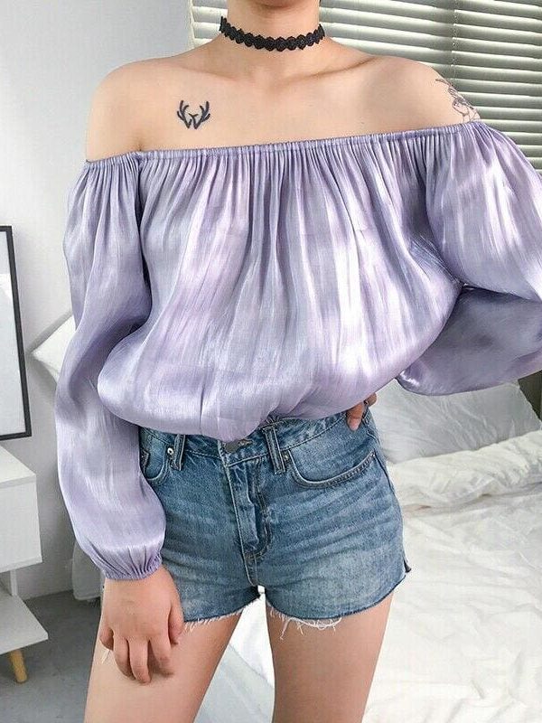 The Best Women Off Shoulder Autumn Summer Blouse Top Ladies Long Sleeve Casual Tops Shirt Holiday Beach Streetwear Online - Takalr