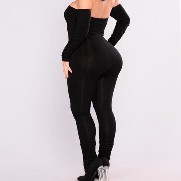 The Best Women Off Shoulder Bodycon Long Sleeve Clubwear Playsuit Jumpsuits Rompers Skinny Sexy Jumpsuits Female Black Trousers Online - Source Silk