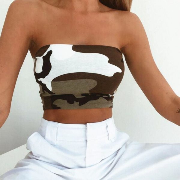 The Best Women Off Shoulder Elastic Tube Tops Summer Beach Ladies Bra Blouse Strapless Bandeau Casual Crop Top Shirt Online - Takalr