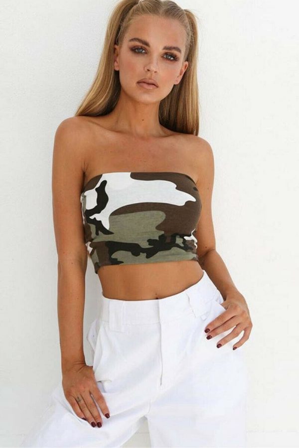 The Best Women Off Shoulder Elastic Tube Tops Summer Beach Ladies Bra Blouse Strapless Bandeau Casual Crop Top Shirt Online - Takalr