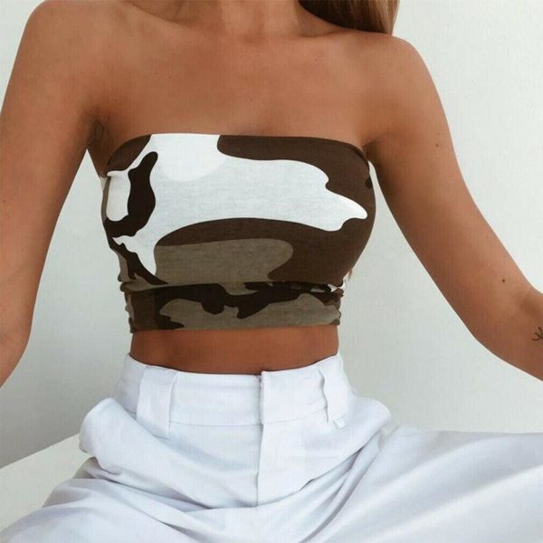 The Best Women Off Shoulder Elastic Tube Tops Summer Beach Ladies Bra Blouse Strapless Bandeau Casual Crop Top Shirt Online - Takalr