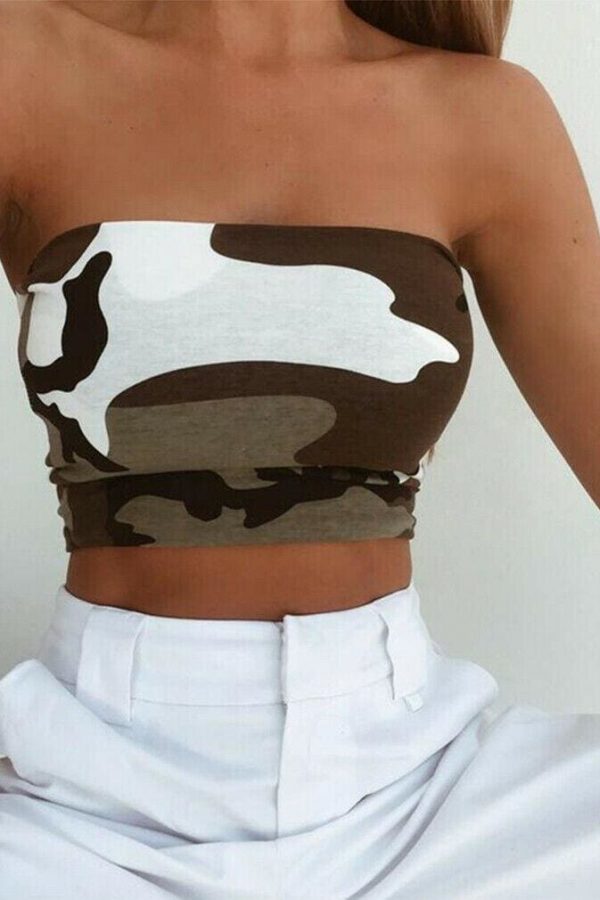 The Best Women Off Shoulder Elastic Tube Tops Summer Beach Ladies Bra Blouse Strapless Bandeau Casual Crop Top Shirt Online - Takalr