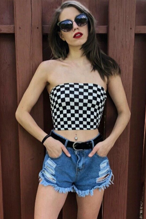 The Best Women Off Shoulder Plain Printed Boob Elastic Tube Tops Bra Blouse Summer Beach Strapless Bandeau Crop Top Online - Takalr