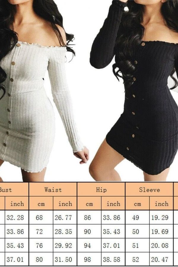 The Best Women Off Shoulder Stretchy Package Hip Bodycon Dress Ladies Summer Long Sleeve Bodycon Casual Slim Dress Sundress Online - Takalr