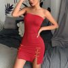 The Best Women Off Shoulder Stretchy Package Hip Bodycon Mini Dress Fashion Ladies Strapless Slim Short Club Dress Online - Takalr