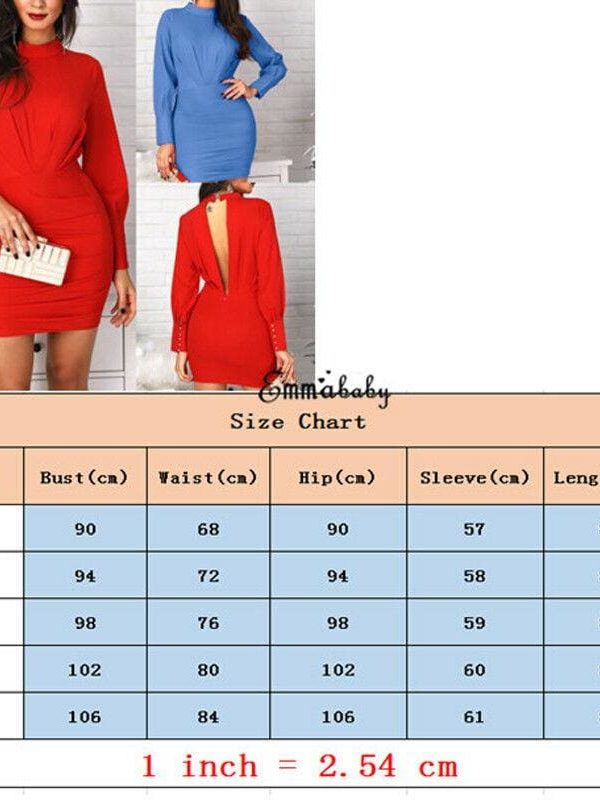 The Best Women Open Back Bodycon Mini Dress Casual Ruched Long Sleeve Bodycon Slim Evening Party Dress Online - Takalr