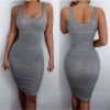 The Best Women Package Hip Dress Summer Bandage Bodycon Mini Dress High Waist Slim Solid Gray Casual vestidos Sundress Online - Takalr