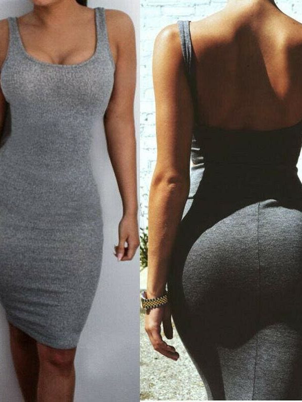 The Best Women Package Hip Dress Summer Bandage Bodycon Mini Dress High Waist Slim Solid Gray Casual vestidos Sundress Online - Takalr