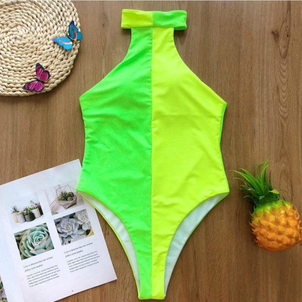 The Best Women Padded Monokini swimwear bathing suit One piece Push-up Patchwork Halter Backless Beachwear Swimsuit Pool Charming Bikinis Online - Takalr