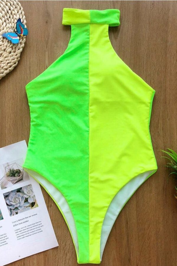 The Best Women Padded Monokini swimwear bathing suit One piece Push-up Patchwork Halter Backless Beachwear Swimsuit Pool Charming Bikinis Online - Takalr