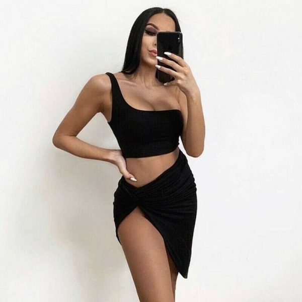 The Best Women  Piece Bodycon Two Piece Crop Top and Skirt Set Bandage Dress Club Party Dress Summer Beachwear Swimsuit Online - Takalr