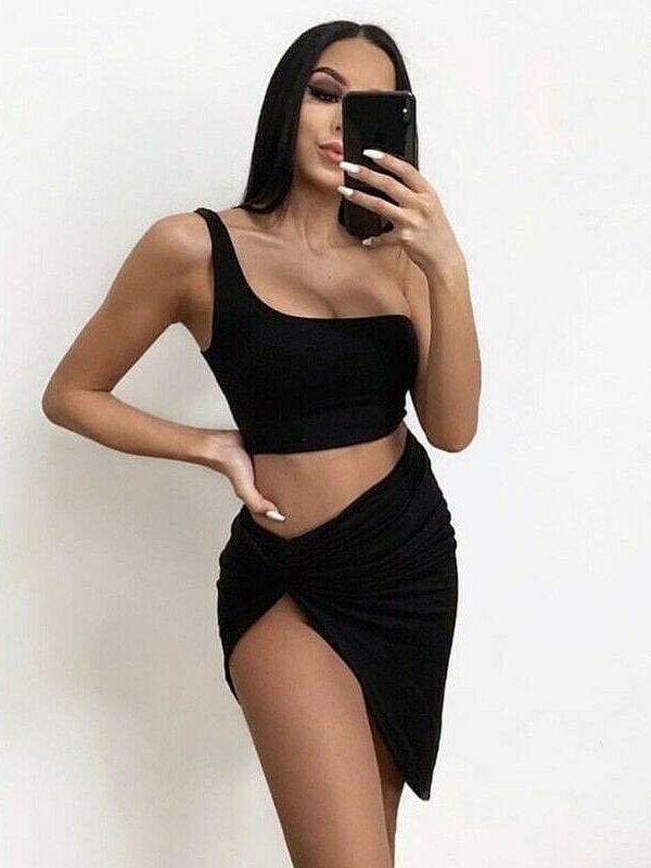 The Best Women  Piece Bodycon Two Piece Crop Top and Skirt Set Bandage Dress Club Party Dress Summer Beachwear Swimsuit Online - Takalr