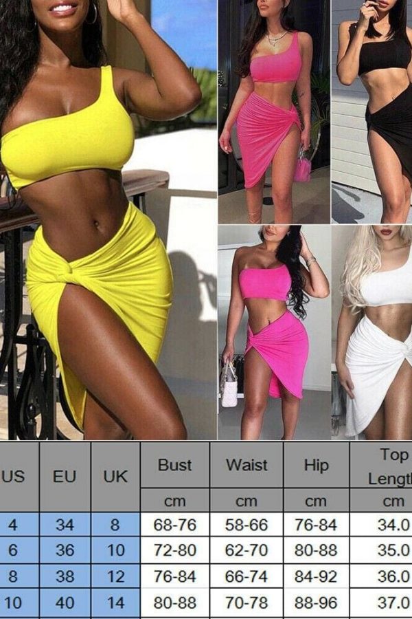 The Best Women  Piece Bodycon Two Piece Crop Top and Skirt Set Bandage Dress Club Party Dress Summer Beachwear Swimsuit Online - Takalr