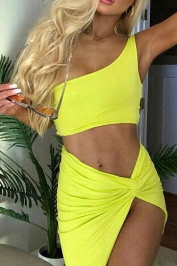 The Best Women  Piece Bodycon Two Piece Crop Top and Skirt Set Bandage Dress Club Party Dress Summer Beachwear Swimsuit Online - Takalr