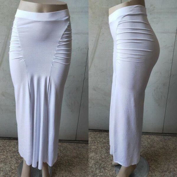 The Best Women Plain Pleated High Waist Long Maxi Skirt Sexy Stretch Solid Bodycon Mermaid Party Skirt Online - Takalr