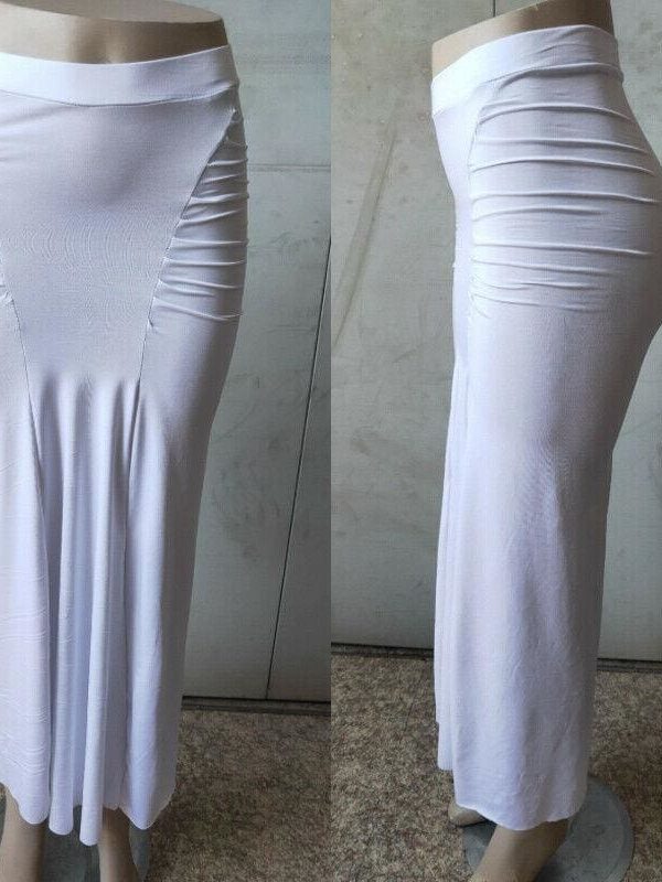 The Best Women Plain Pleated High Waist Long Maxi Skirt Sexy Stretch Solid Bodycon Mermaid Party Skirt Online - Takalr