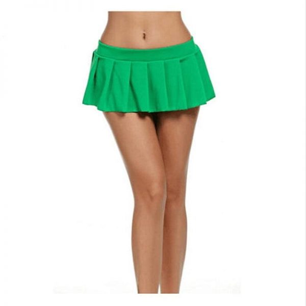 The Best Women Plain Skater Flare Pleated Mini Skirt Summer Schoolgirl Micro High Waist Short Skirts Cosplay Club Costume Online - Takalr