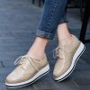 The Best Women Platform Oxfords Brogue Flats Shoes Leather Lace Up Pointed Toe Online - Source Silk