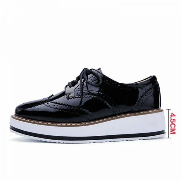 The Best Women Platform Oxfords Brogue Flats Shoes Leather Lace Up Pointed Toe Online - Source Silk