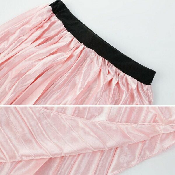 The Best Women Pleated Skirt Elastic High Waist Solid Color Midi A-line Skirt Casual Summer Beach Swing Midi Sundress Online - Takalr