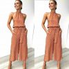 The Best Women Polka Dot Sleeveless Halter Jumpsuit Playsuit Fashion New Ladies Party Summer Loose Wide Leg Romper Trousers Online - Takalr