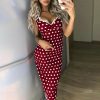 The Best Women Polka Dots Strappy Bodycon Maxi Long Dress Summer Ladies V Neck Casual Party Slim Fit Beach Sundress Online - Takalr