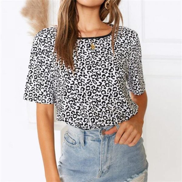 The Best Women Print Summer Short Sleeve T-Shirt Slim O-neck Female Cotton Tops Online - Takalr