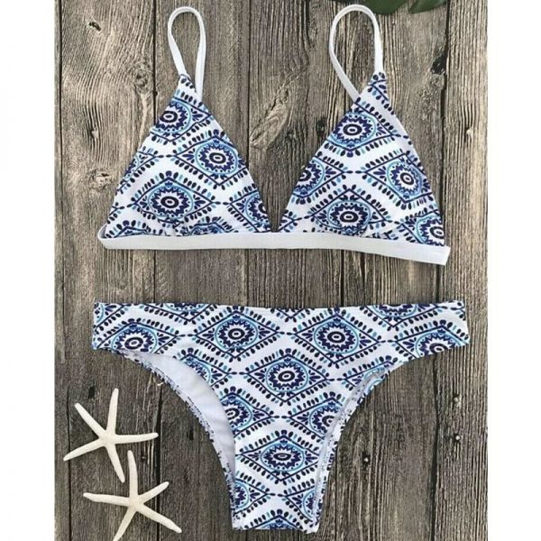 The Best Women Print Swimwear Bandage Bikini Set Push-up Padded Bra Bathing Suit Online - Takalr