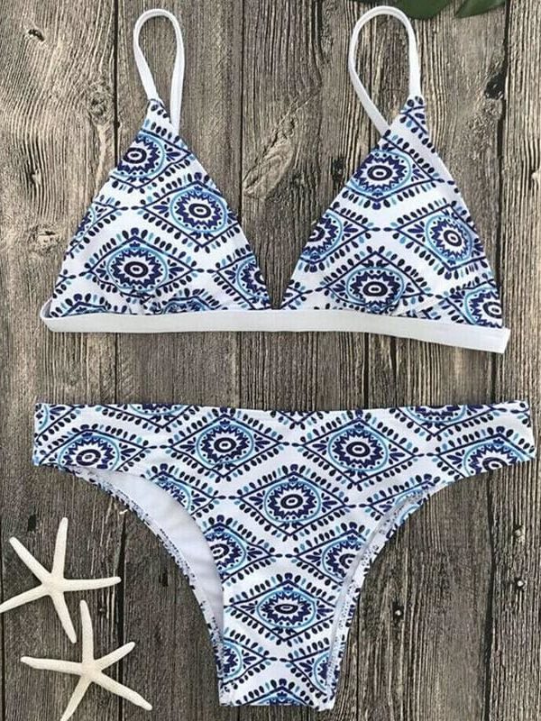 The Best Women Print Swimwear Bandage Bikini Set Push-up Padded Bra Bathing Suit Online - Takalr