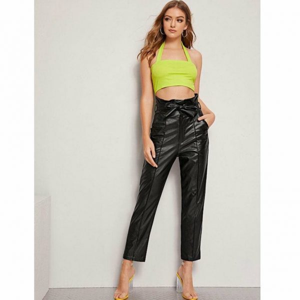 The Best Women PU Leather Pants High Waist Push Up Casual Workout Stretch Skinny Leggings Trousers Bottoms Online - Takalr