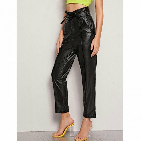 The Best Women PU Leather Pants High Waist Push Up Casual Workout Stretch Skinny Leggings Trousers Bottoms Online - Takalr