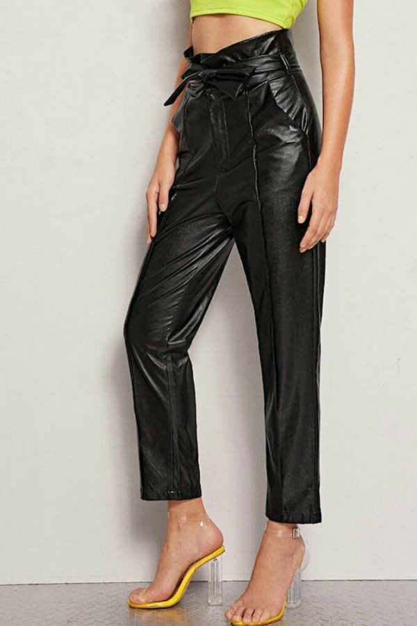 The Best Women PU Leather Pants High Waist Push Up Casual Workout Stretch Skinny Leggings Trousers Bottoms Online - Takalr