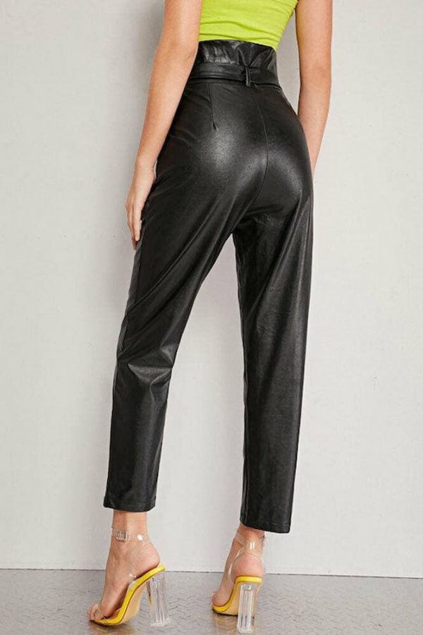 The Best Women PU Leather Pants High Waist Push Up Casual Workout Stretch Skinny Leggings Trousers Bottoms Online - Takalr