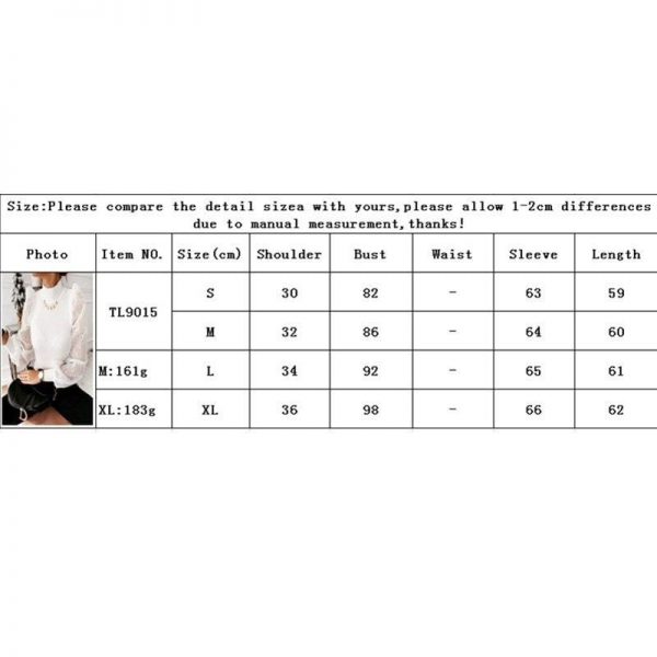 The Best Women Puff Long Sleeve Knitted Tops Blouse Fashion Ladies Casual Slim Sweater Pullover Jumper Ribbed Shirt Online - Takalr