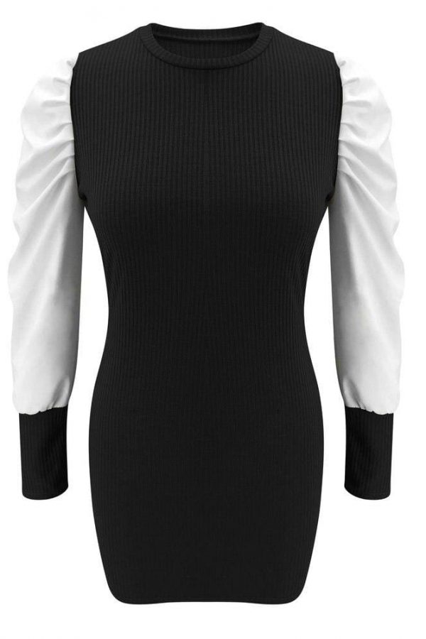 The Best Women Pullover Sweater Knitwear Dress Fashion Autumn Winter Ladies Puff Long Sleeve Jumper Mini Dress Casual Knitted Blouse Top Online - Takalr