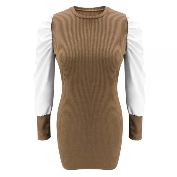 The Best Women Pullover Sweater Knitwear Dress Fashion Autumn Winter Ladies Puff Long Sleeve Jumper Mini Dress Casual Knitted Blouse Top Online - Takalr