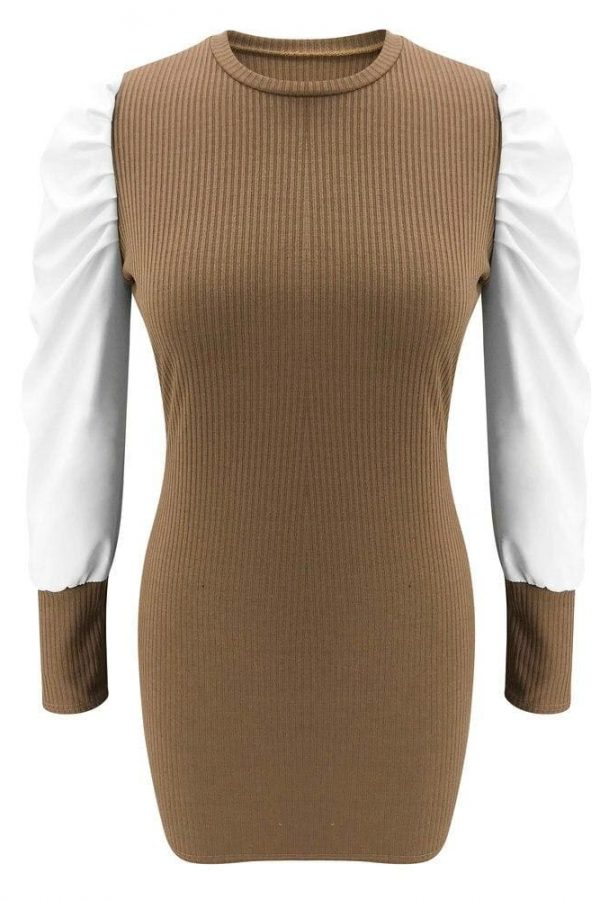 The Best Women Pullover Sweater Knitwear Dress Fashion Autumn Winter Ladies Puff Long Sleeve Jumper Mini Dress Casual Knitted Blouse Top Online - Takalr