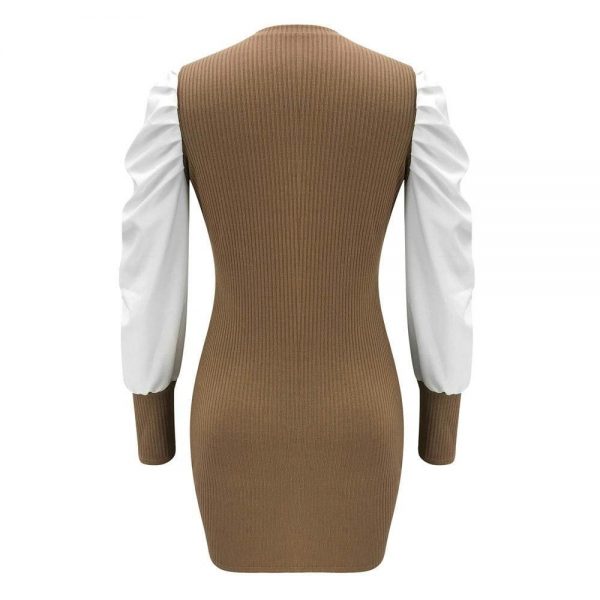 The Best Women Pullover Sweater Knitwear Dress Fashion Autumn Winter Ladies Puff Long Sleeve Jumper Mini Dress Casual Knitted Blouse Top Online - Takalr