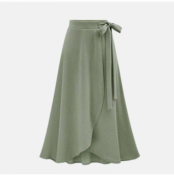 The Best Women Ruffle Wrap Over Loose Skirt Ladies Fashion Solid High Waist Split Irregular Party A-Line Long Skirt Plus Size Online - Takalr