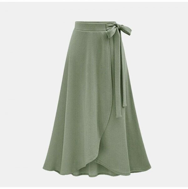 The Best Women Ruffle Wrap Over Loose Skirt Ladies Fashion Solid High Waist Split Irregular Party A-Line Long Skirt Plus Size Online - Takalr