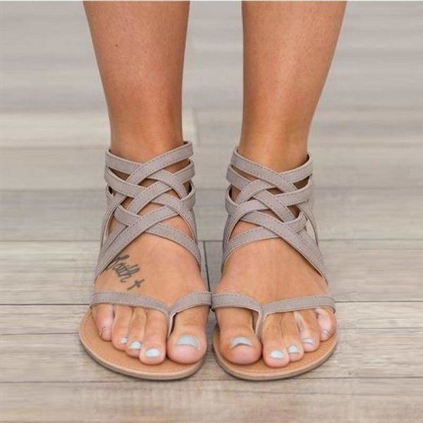 The Best Women Sandals Female Flat Sandals  Rome Style Cross Tied Sandals Online - Source Silk