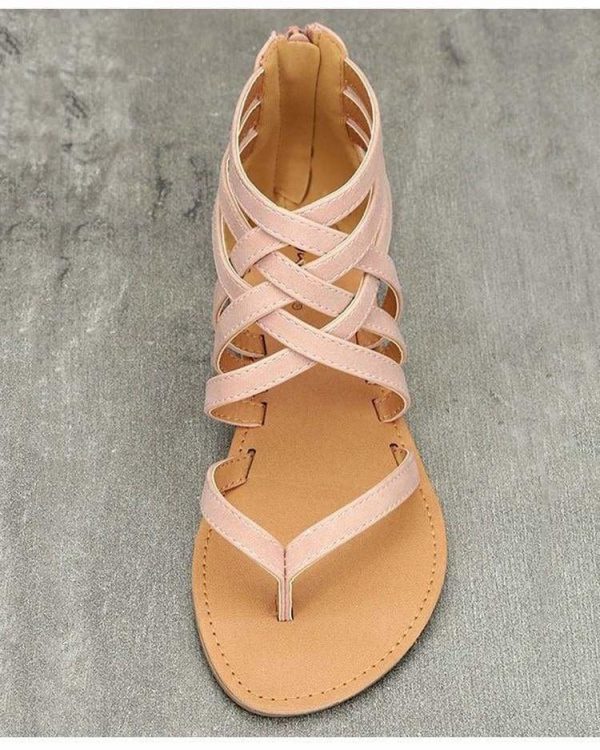 The Best Women Sandals Female Flat Sandals  Rome Style Cross Tied Sandals Online - Source Silk