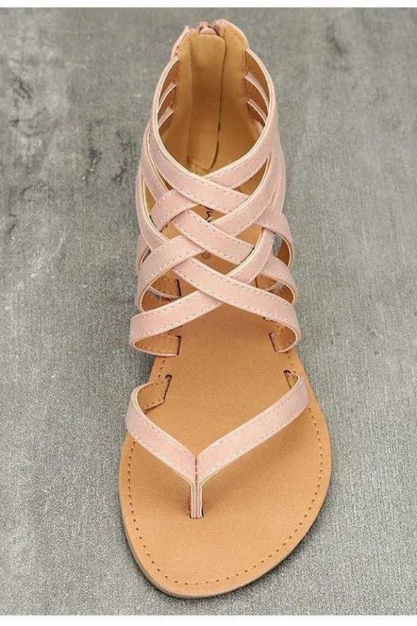 The Best Women Sandals Female Flat Sandals  Rome Style Cross Tied Sandals Online - Source Silk