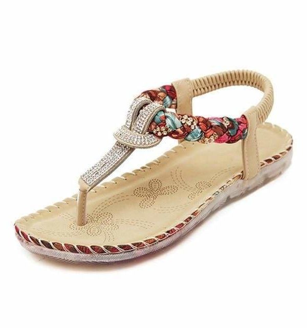 The Best Women Sandals Flat Heels Sandals Crystal Flip Flops Large Size Online - Source Silk