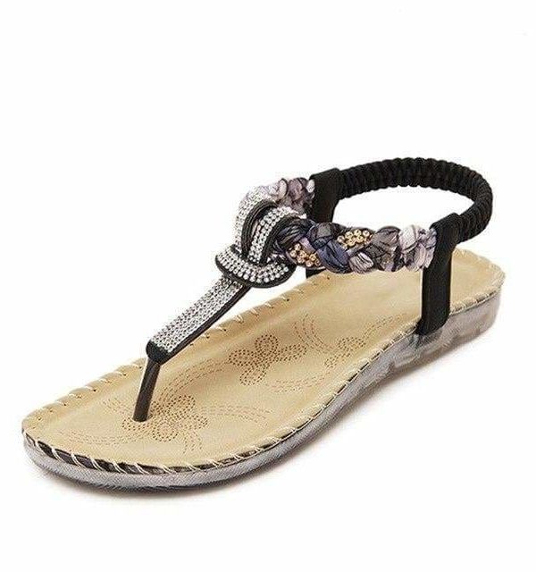 The Best Women Sandals Flat Heels Sandals Crystal Flip Flops Large Size Online - Source Silk